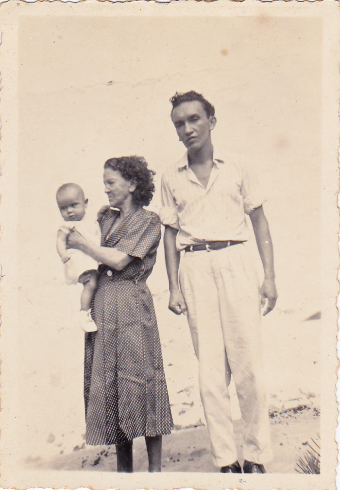Three generations: Soledad Cortez de Devia, a resident of Agua de Dios, with her son Jose Guillermo Devia Cortez and his daughter Maria Ligia Devia Angarita, photographed in 1955.